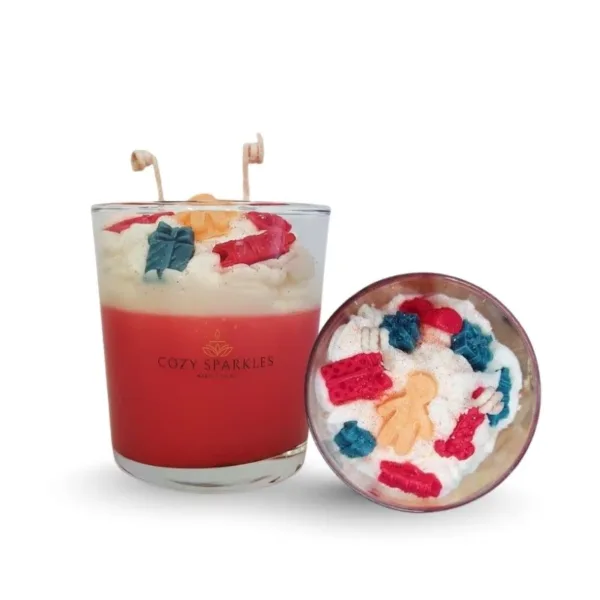 Χριστουγεννιάτικο κερί σόγιας στολισμένο με melts