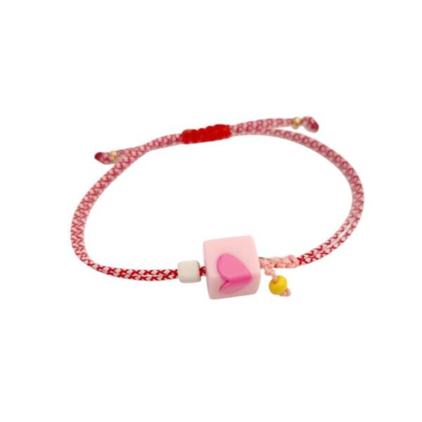 Bραχιόλι Μαρτάκι με πλεξιγκλάς κύβο με καρδιά