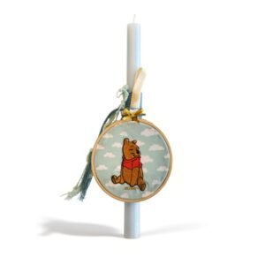 Λαμπάδα γαλάζια με διακοσμητικό τελαράκι ''Αρκουδάκι'' (30εκ)