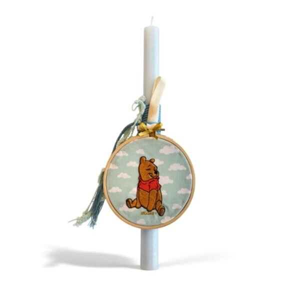 Λαμπάδα γαλάζια με διακοσμητικό τελαράκι ''Αρκουδάκι'' (30εκ)