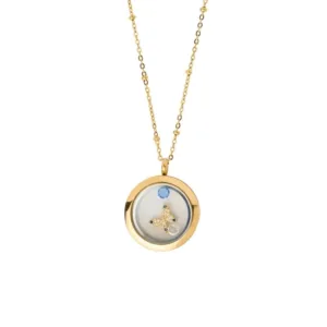 Ατσάλινο Λοκέτ Κολιέ με Πεταλούδα