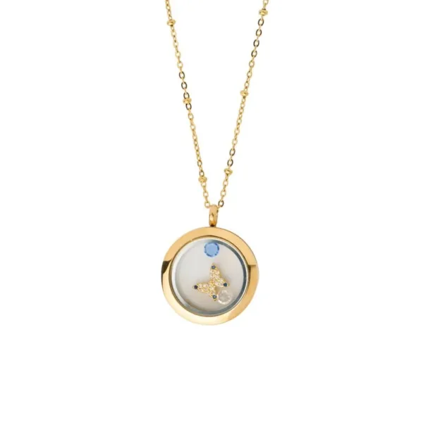 Ατσάλινο Λοκέτ Κολιέ με Πεταλούδα