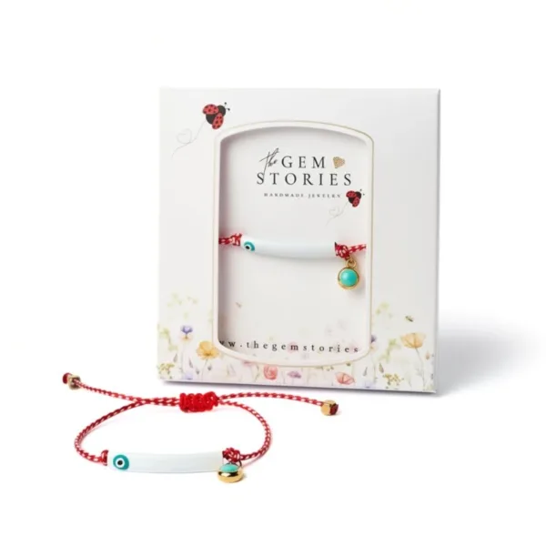 Βραχιόλι Μαρτάκι με Λευκή Μπάρα και Ματάκι