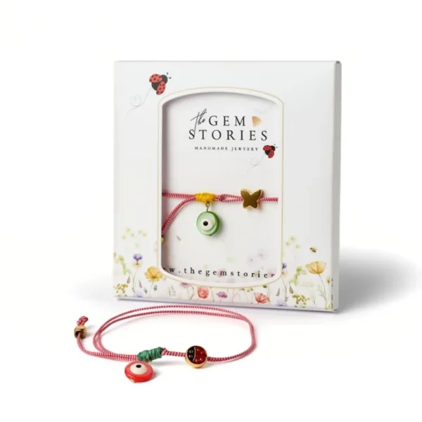 Μαρτάκι Μακραμέ με Μάτι, Πασχαλίτσα και Πεταλούδα