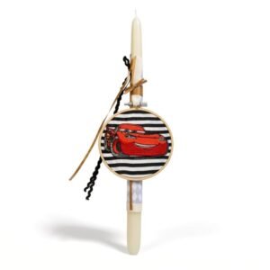 Λαμπάδα με διακοσμητικό τελαράκι ''Αγωνιστικό Αμαξάκι'' (40εκ.)