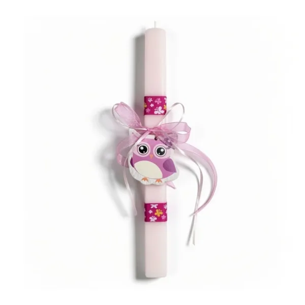Λαμπάδα Κουκουβάγια ροζ