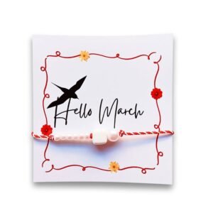 Μαρτάκι με λευκές πέρλες και κεραμική χάντρα