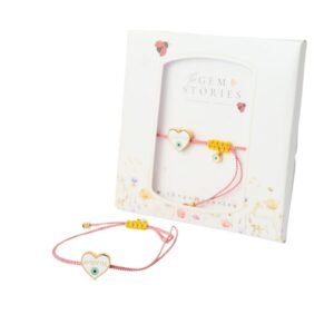 Μαρτάκι με λευκή καρδιά και μάτι σε κόκκινο λευκό κορδόνι The Gem Stories