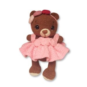 Πλεκτή κούκλα Αρκουδίτσα με φορεματάκι