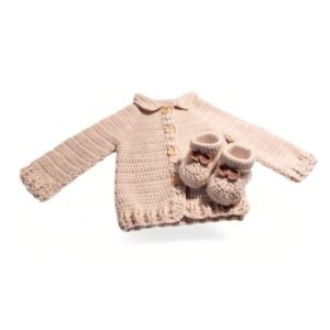 Πλεκτό σετ μωρού ζακετάκι με παπουτσάκια