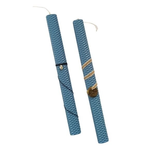 Ανδρική πασχαλινή λαμπάδα σε μπλε απόχρωση με μεταλλικό στοιχείο