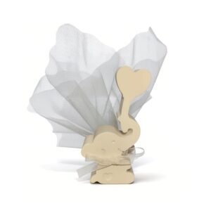 Μπομπονιέρα ελεφαντάκι με καρδούλα από πορσελάνη