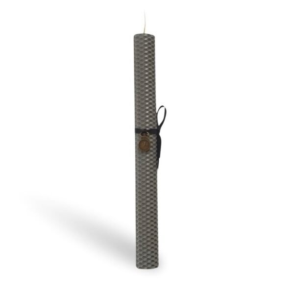 Ανδρική πασχαλινή λαμπάδα σε γκρι απόχρωση με μεταλλικό διακοσμητικό