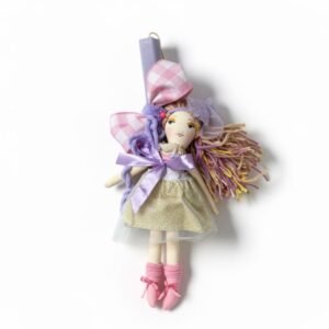 Λαμπάδα με Κούκλα υφασμάτινη λιλά