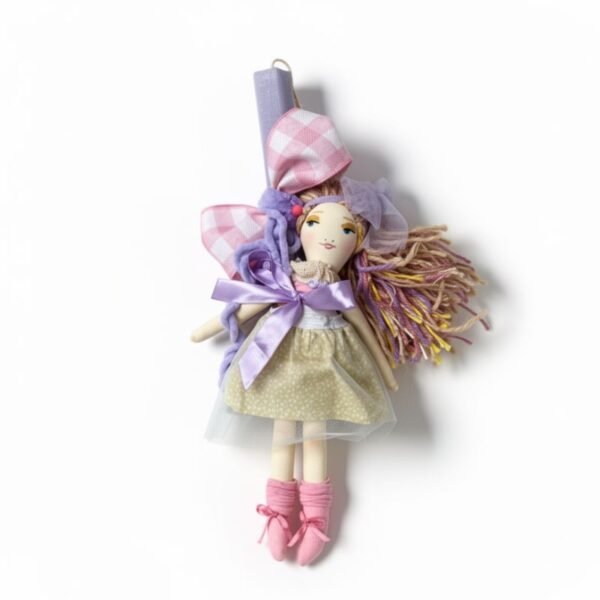 Λαμπάδα με Κούκλα υφασμάτινη λιλά