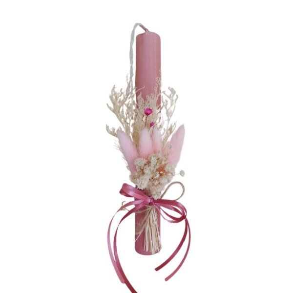 Λαμπάδα με φυσικά αποξηραμένα λουλούδια