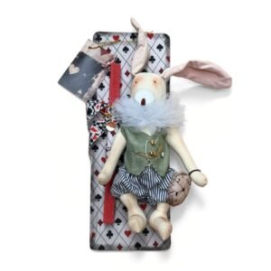 Λαμπάδα vintage με κούκλα κούνελος με πλάτη