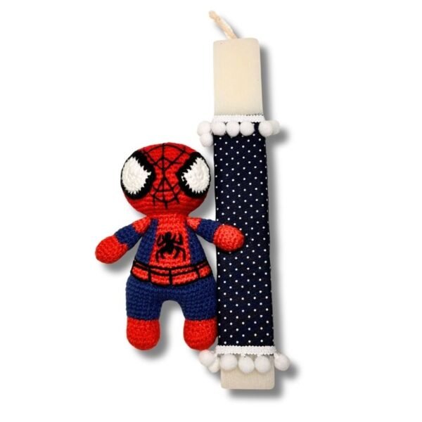 Πασχαλινή Λαμπάδα με πλεκτό κουκλάκι ''Super Ήρωας'' (30εκ.)