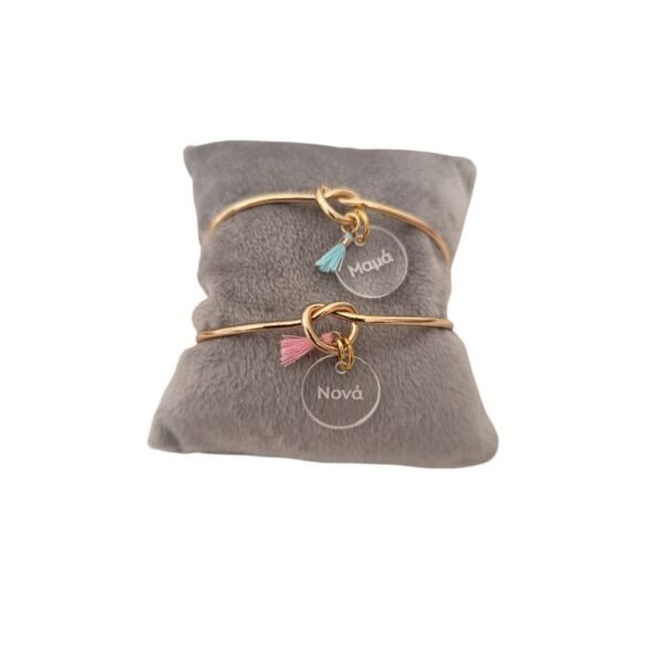 Βραχιόλι ατσάλινη χειροπεδα κόμπος μαμά και νονά