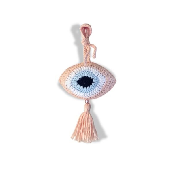 Πλεκτό οβάλ ματάκι, διακοσμητικό, 13εκ.