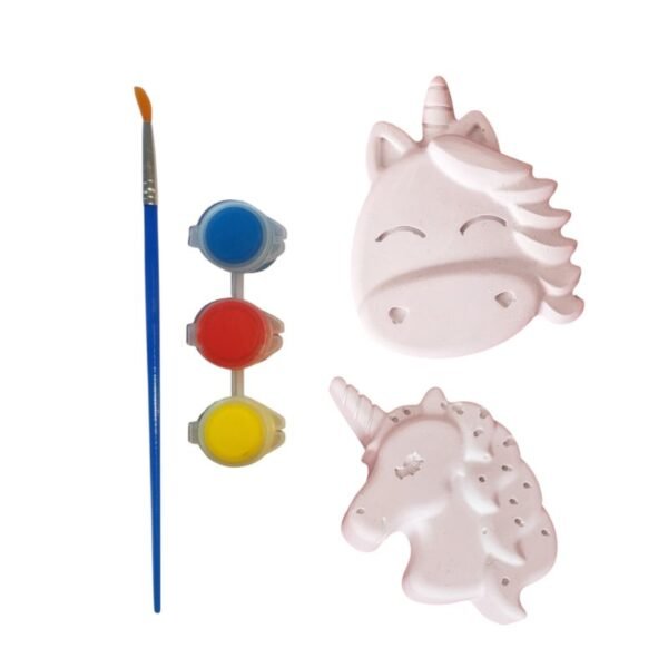 Σετ δώρου από καλλιτεχνικό γυψο με δαχτυλομπογιές και πινέλο, Μονόκεροι