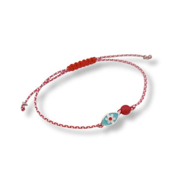 Bραχιόλι μαρτάκι unisex με ατσάλινο ματάκι και χάντρα αιματίτη