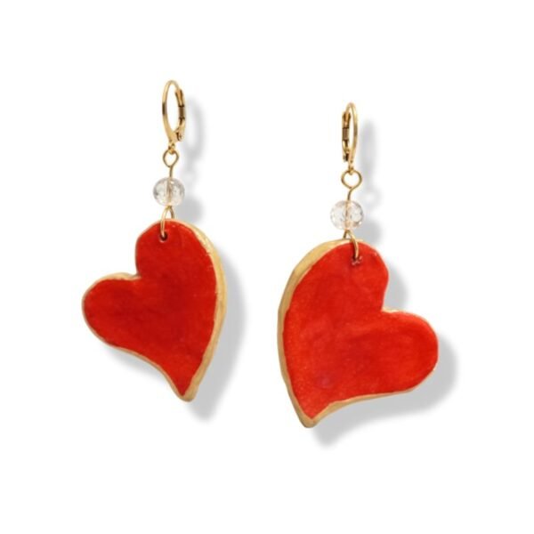 Σκουλαρίκια καρδιές από πηλό