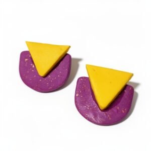 Γεωμετρικά σκουλαρίκια σε μωβ και κίτρινα