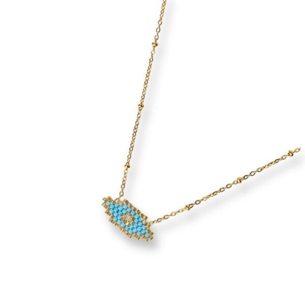 Λεπτό κολιέ miyuki με μπλε μάτι The Gem Stories