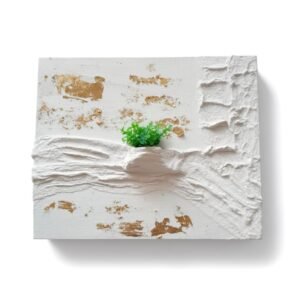 Καμβάς λευκός με πτυχές και λουλόυδι με " φύλλα χρυσού"