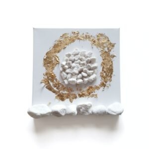 Καμβάς με βότσαλο με κυκλικό σχήμα με χρυσές λεπτομέρειες