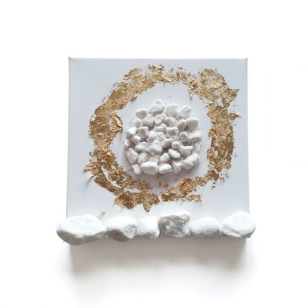 Καμβάς με βότσαλο με κυκλικό σχήμα με χρυσές λεπτομέρειες