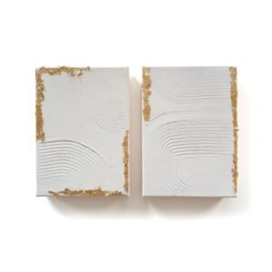 Σετ Γραμμικό σχέδιο σε καμβά λευκό ανάγλυφο με χρυσό