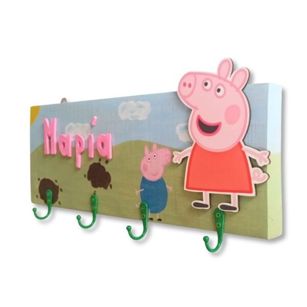 Παιδική κρεμάστρα τοίχου με όνομα, γουρουνάκι (40*15)