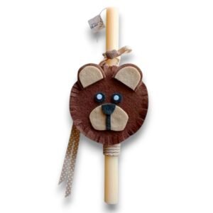 Λαμπάδα με χειροποίητο διακοσμητικό αρκουδάκι 30 εκ.