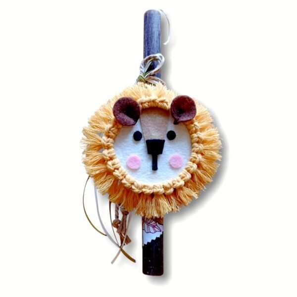 Λαμπάδα με χειροποίητο διακοσμητικό λιονταράκι 30 εκ.