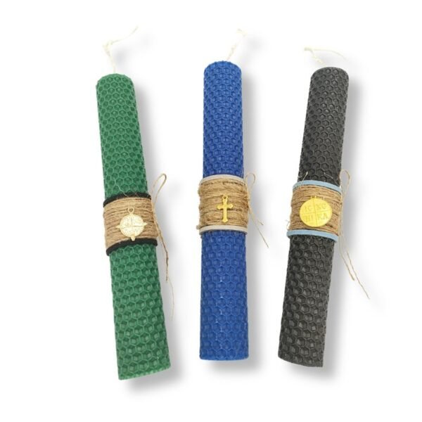 Ανδρική λαμπάδα από μελισσοκέρι με μεταλλικό στοιχείο