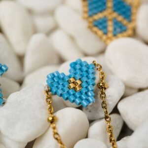 Λεπτό κολιέ miyuki με μπλε καρδιά The Gem Stories