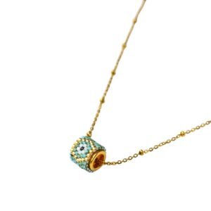 Κολιέ miyuki με μπλε μάτι στρογγυλό και αλυσίδα The Gem Stories