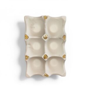 Αυγοθήκη από γύψο έξι θέσεων με φύλλα χρυσού