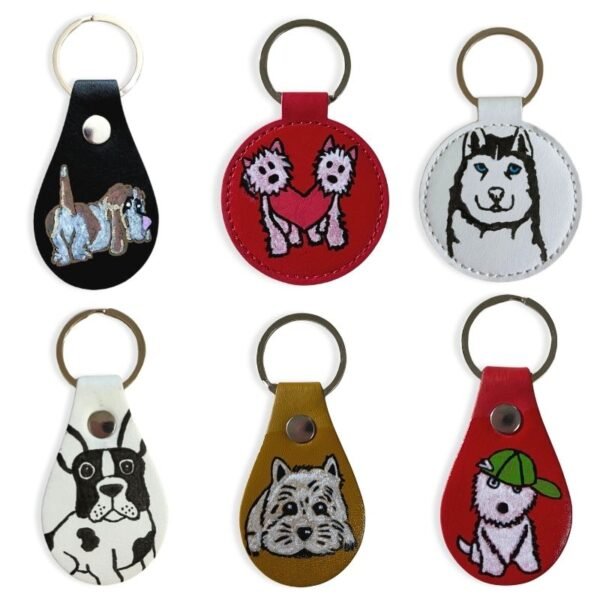 Μπρελόκ δερματίνη με σκυλάκια