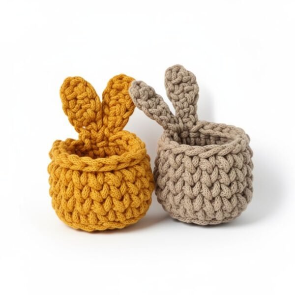 Πλεκτό στρογγυλό καλαθάκι Κουνελάκι