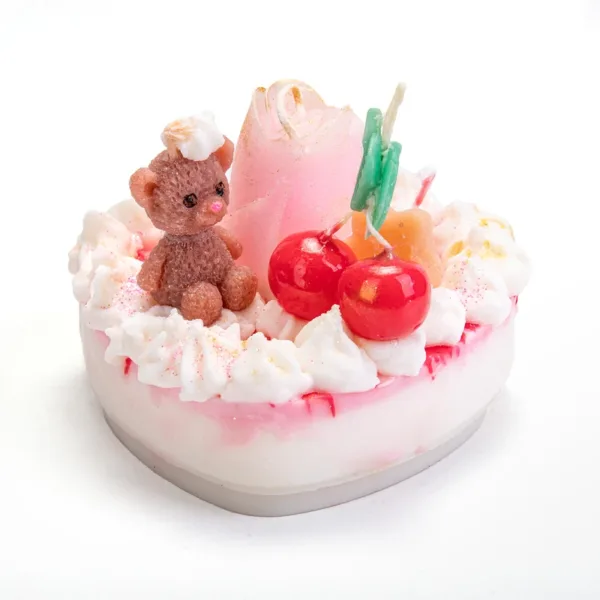 Αρωματικό κερί καρδιά με αρκουδάκι και κεράσια