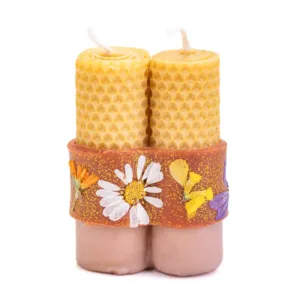 Επιτραπέζιο διπλό κερί κερήθρας με λουλούδια