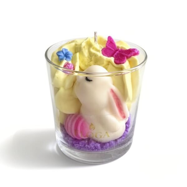 Πασχαλινό κερί με χαριτωμένο λαγουδάκι σε ποτήρι