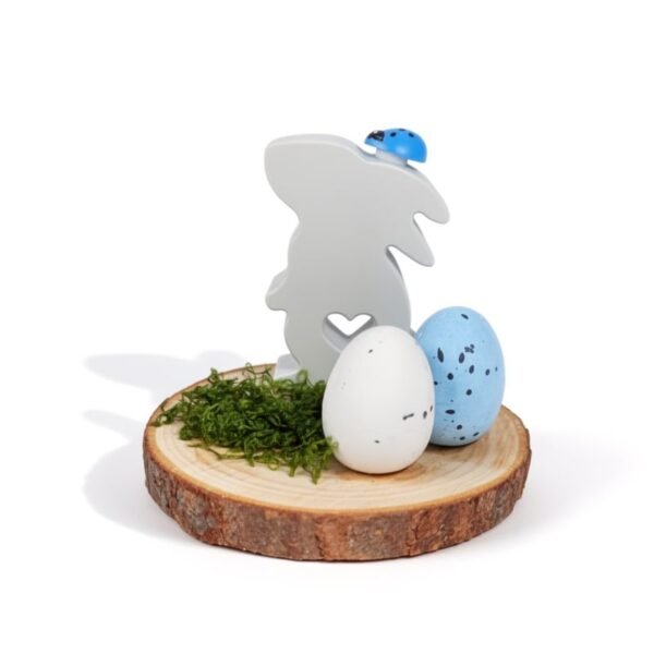 Πασχαλινό διακοσμητικό Κουνελάκι και Αυγουλάκια σε φυσικό Κορμό