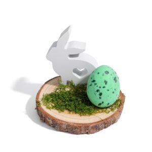 Πασχαλινό διακοσμητικό Κουνελάκι πορσελάνης σε φυσικό Κορμό