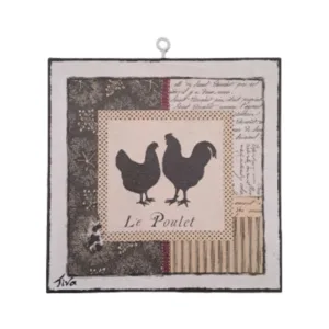 Κάδρο ξύλινο κότα κόκορας