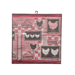 Κάδρο ξύλινο κόκκινο μαύρο κότες