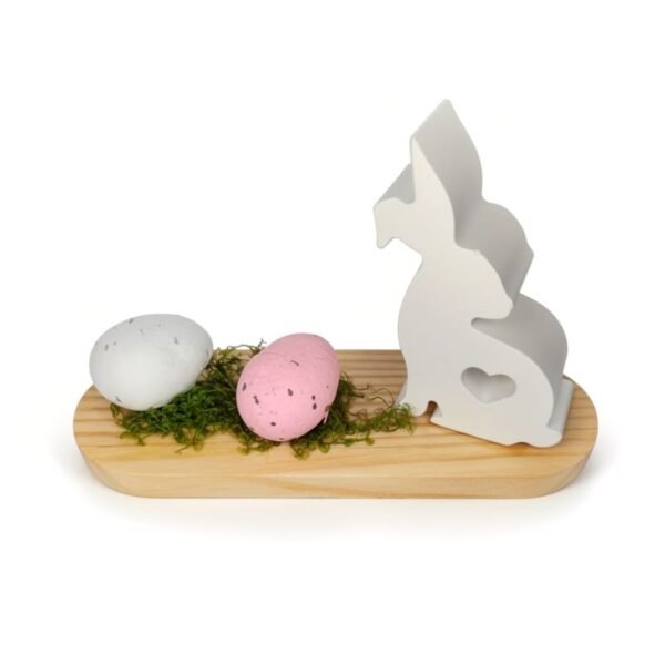 Διακοσμητικό Λαγουδάκι & Αυγουλάκια σε φυσικό ξύλο